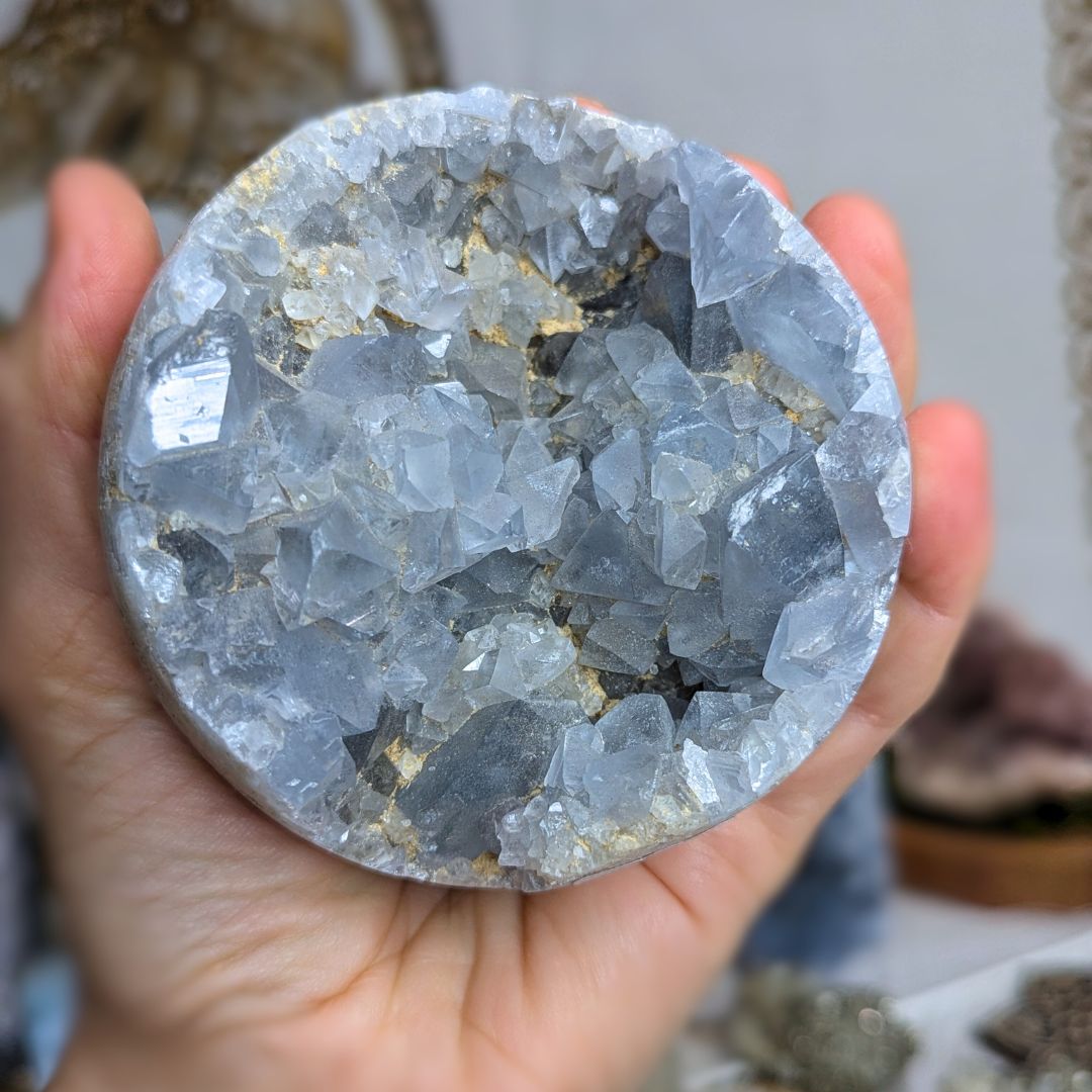 Large Natural Blue Celestite Geode Sphere from Madagascar~ 2 lbs