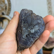 Natural Cubical Deep Blue and Purple Fluorite Handheld Specimen