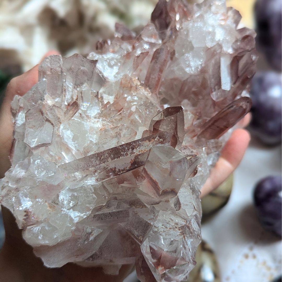 Large Luxury, Rare High Quality Authentic Red Lithium Quartz Cluster from Brazil~ 1.3 KG