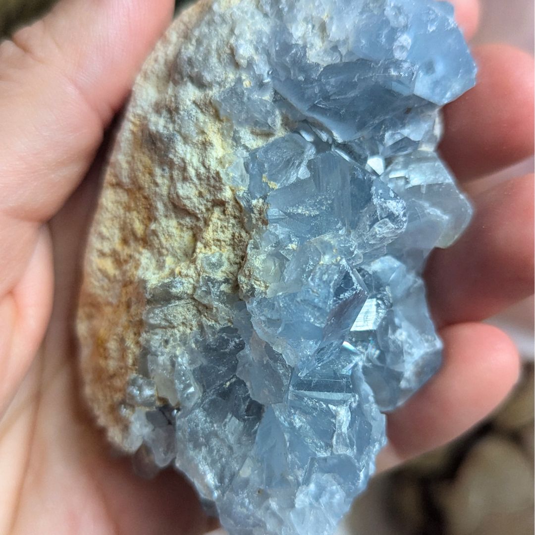 Authentic Blue Celestite Cluster from Madagascar