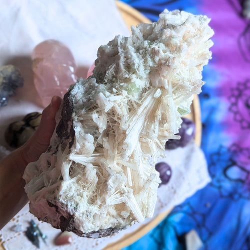 Jumbo 4.5 KG Scolecite Specimen with Green Apophyllite Crystal for Intense Heart Healing