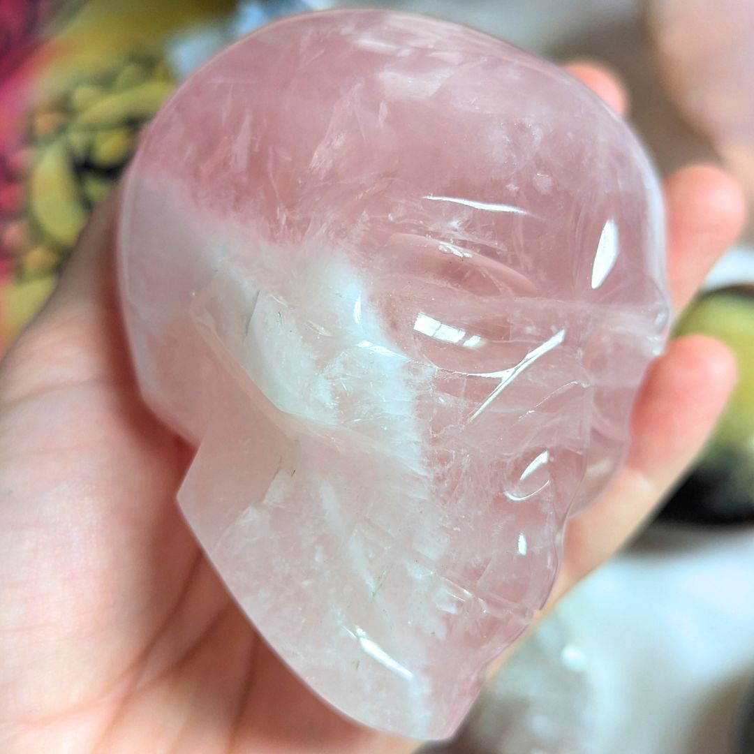 Rose Quartz Skull Carving from Brazil