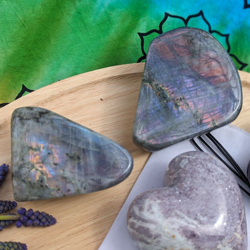 Pink and Purple Flash! Labradorite Free Form Carvings ~ A Tucson Gem Show Find! - Earth Family Crystals