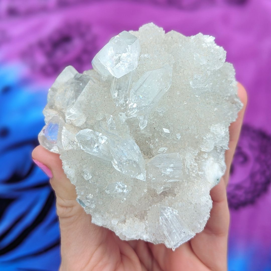 Amazing Apophyllite Cluster with Rainbows! A Tucson Gem Show Unique Find! - Earth Family Crystals