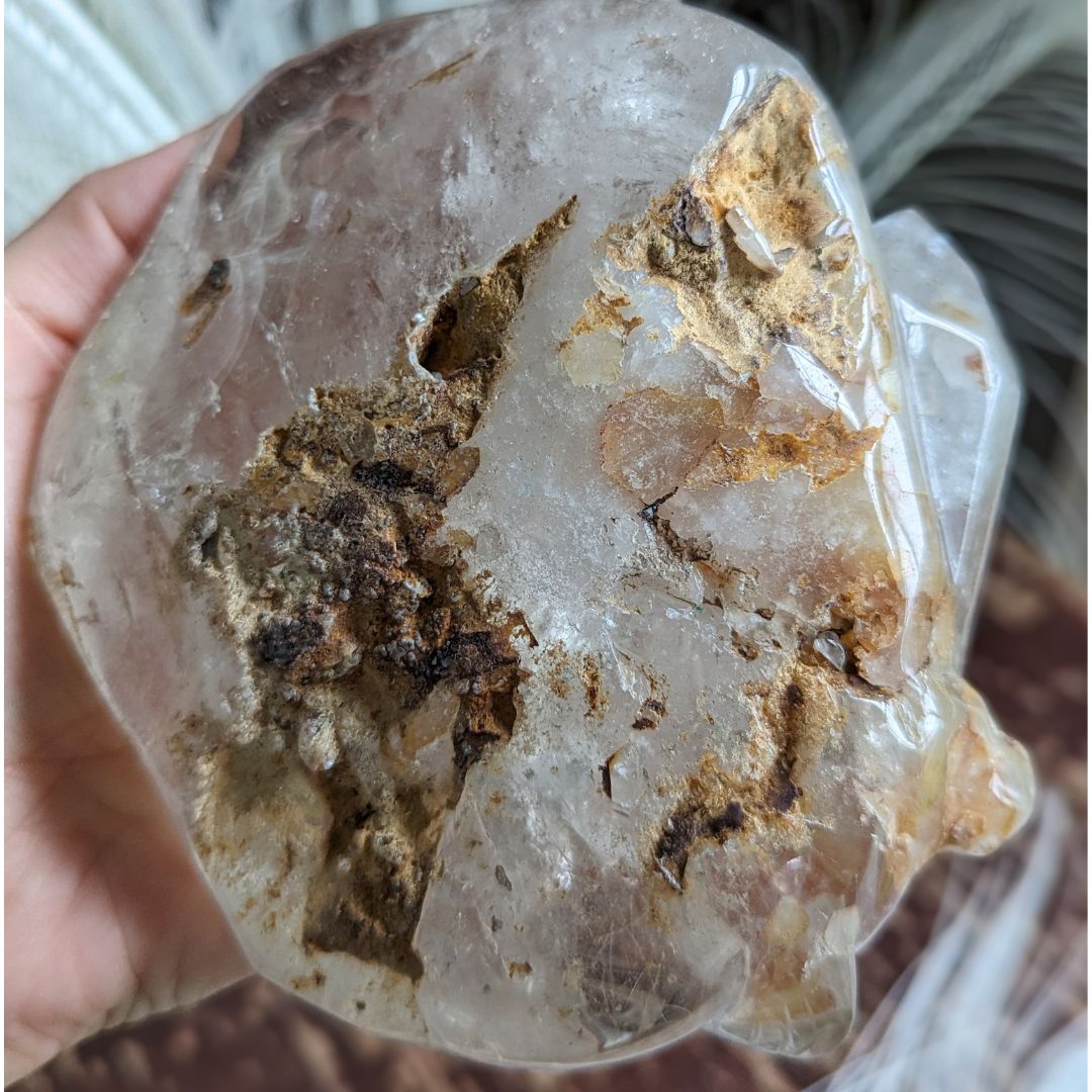 Incredible LARGE 1.1 KG Luxury Carving, Alligator on a Crystal Bed ~ One of a Kind, Brazilian Garden Quartz with Hematoid and Rutile Inclusions - Earth Family Crystals