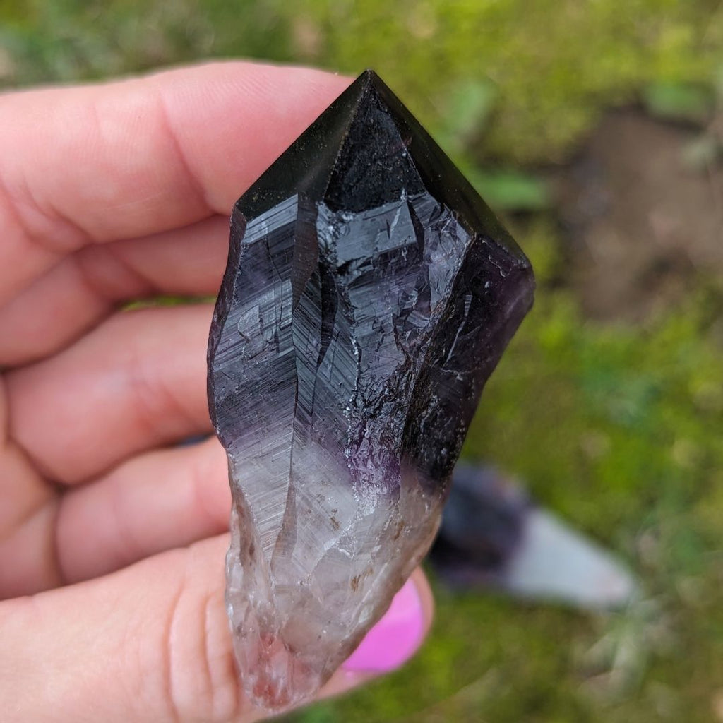 RARE FIND Deep Smoky Black Elestial Amethyst Root Crystals from Uruguay ~ Dragon Tooth Amethyst Points - Earth Family Crystals