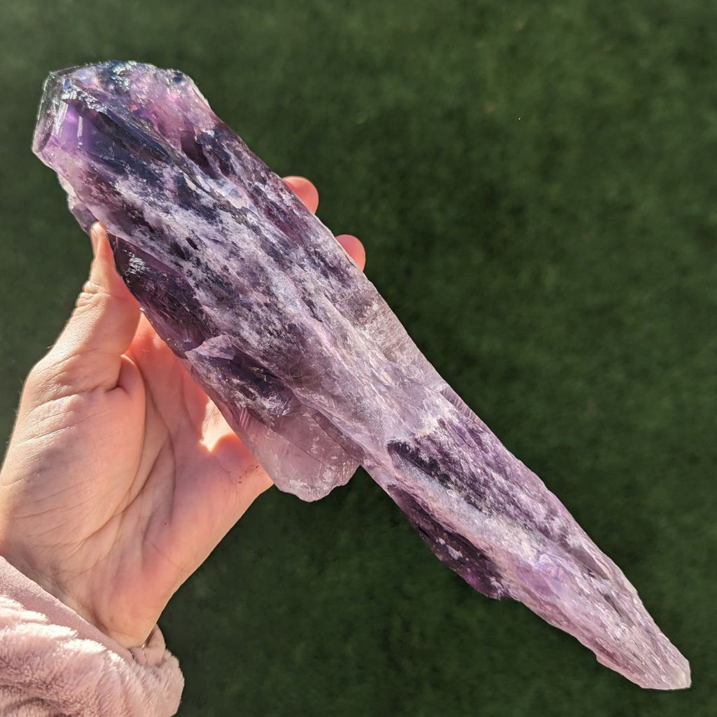 Very Unique, EX Large A Grade Natural Uruguay Amethyst Wand with Frosting and Gorgeous Phantoms~ Tucson Exclusive! - Earth Family Crystals