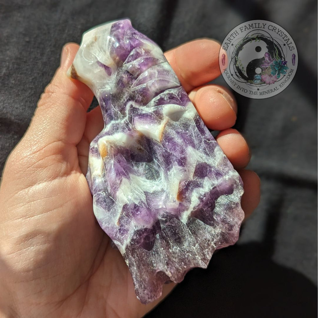 Dream Amethyst Dragon Head Carving ~ Chevron Amethyst ~ Dreamy Vibes - Earth Family Crystals