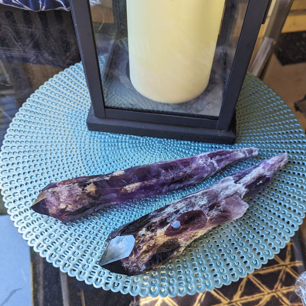 Very Unique, EX Large A Grade Natural Uruguay Amethyst Wand with Frosting and Gorgeous Phantoms~ Tucson Exclusive! - Earth Family Crystals