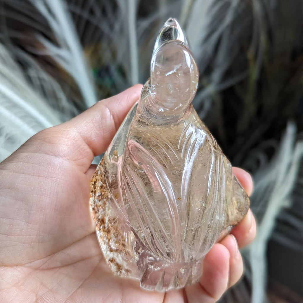 One of a Kind Golden Rutile and Garden Quartz Swan Carving from Brazil~ Tranquil, Serene and Peaceful Energies - Earth Family Crystals