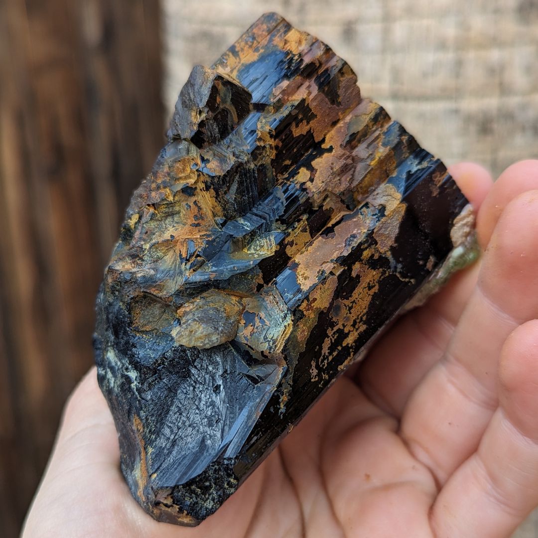 TUCSON EXCLUSIVE! GEMMY TERMINATED BLACK TOURMALINE CRYSTAL WITH HYALITE OPAL, FROM ERONGO MOUNTAIN, ERONGO REGION, NAMIBIA - Earth Family Crystals