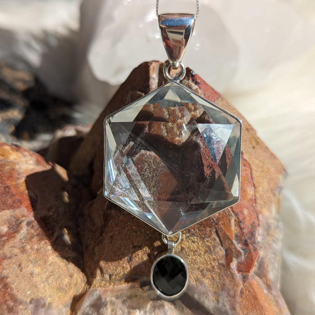 Gorgeous Faceted Moldavite ~ Galactic Energy Tektite with Star Quartz Designer Cut Goddess Pendant ~ Major Crown Chakra and Heart Chakra Opening~ Amplify Your Spiritual Evolution - Earth Family Crystals