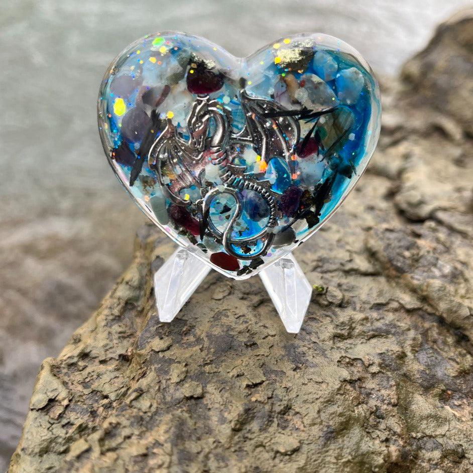 Orgonite Dragon Heart (Large) ~Hand crafted and infused with metals and crystals~ Great for Friends and Gifting - Earth Family Crystals