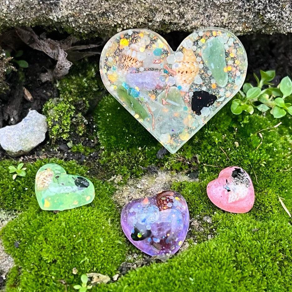 Orgonite Heart Collection ~Hand crafted and infused with metals and crystals ~ Great for Friends and Gifting - Earth Family Crystals