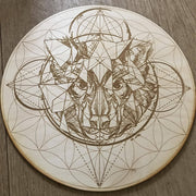 Wolf Flower of Life Crystal Grid - Earth Family Crystals