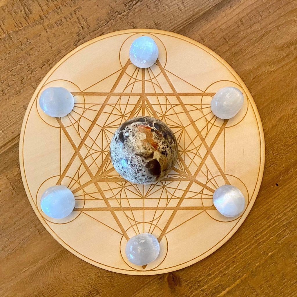 Merkaba Metatron's Cube  Sphere Holder Crystal Grid - Earth Family Crystals