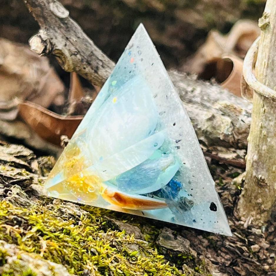 Orgonite Atlantis Pyramids ~Hand crafted Pyramid loaded with seashells, crystals, metals and sand~ Great for Meditation and Gifting - Earth Family Crystals