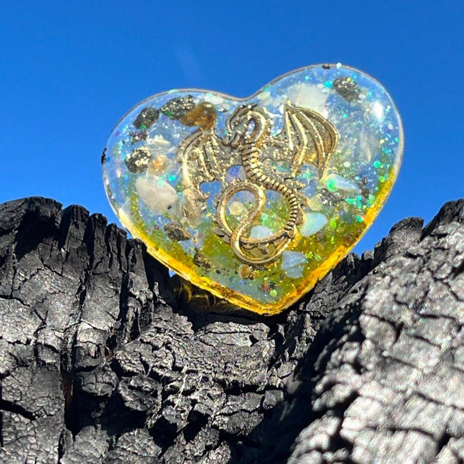 Orgonite Element Dragon Heart (Large) ~Hand crafted and infused with metals and crystals~ Great for Friends and Gifting - Earth Family Crystals