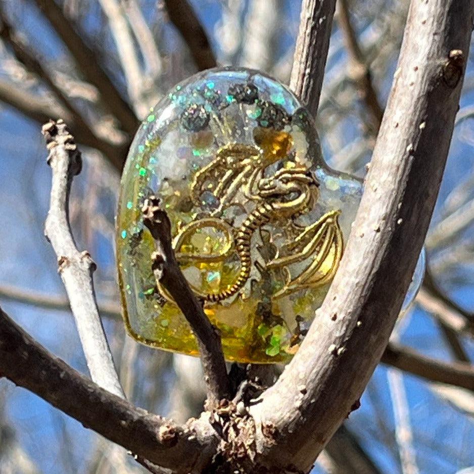 Orgonite Element Dragon Heart Hand crafted infused w/metals
