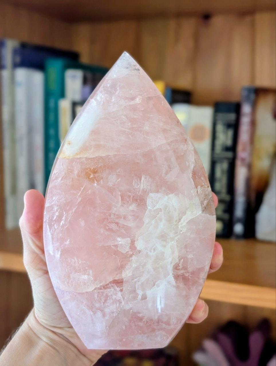 Large Rose Quartz Flame Carving