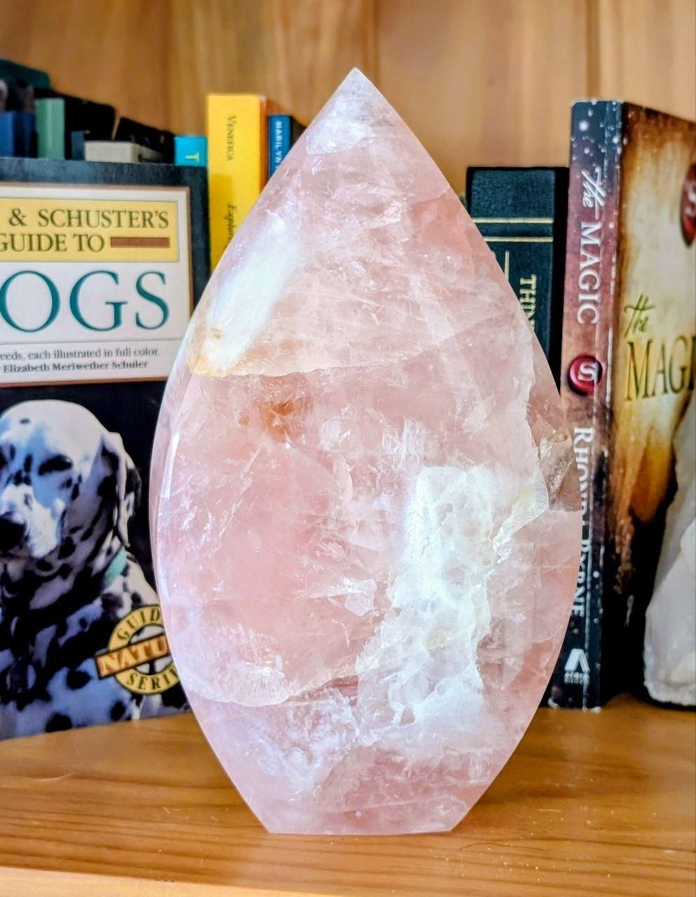 Large Rose Quartz Flame Carving
