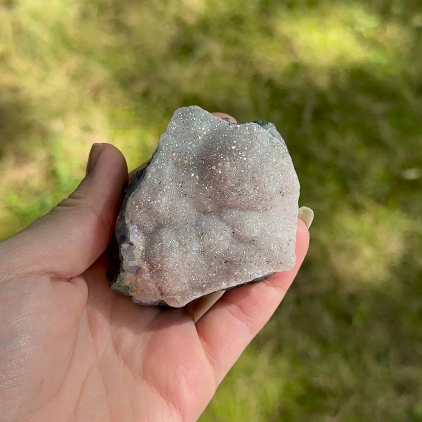 Load video: Angel Aura Amethyst Druzy - Enhances Angelic Connection