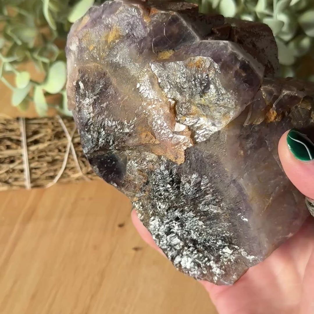 Load video: Dazzling Gemmy Hematite Crust on Auralite 23 Chunky Natural Point