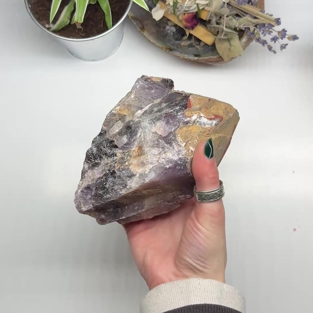 Load video: Extra Large Natural High Grade Auralite 23 Crystal Point from Ontario, CA
