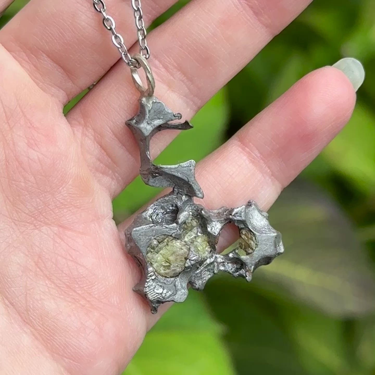 Load video: Brenham Meteorite Pendant from Michigan ~ Crystal Inclusions ~ Rare Find!