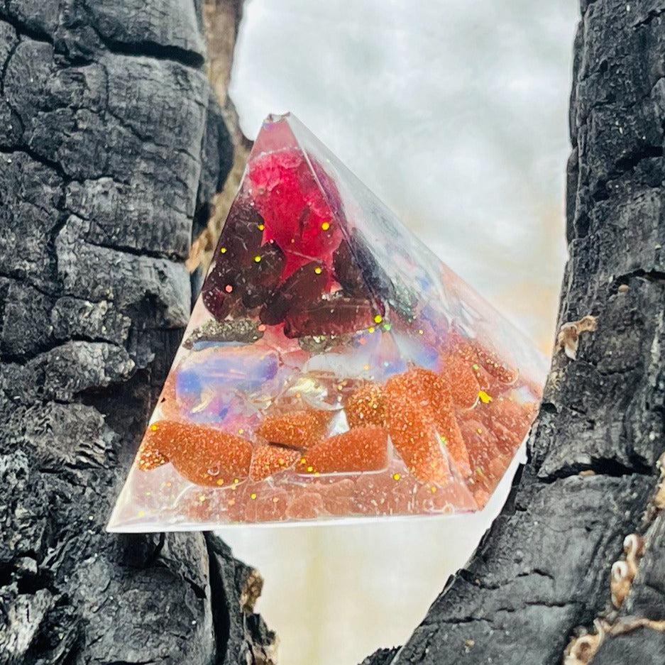 Orgonite Pyramids (Small) ~Hand crafted Pyramid loaded with metals and crystals~ Great for Meditation and Gifting - Earth Family Crystals