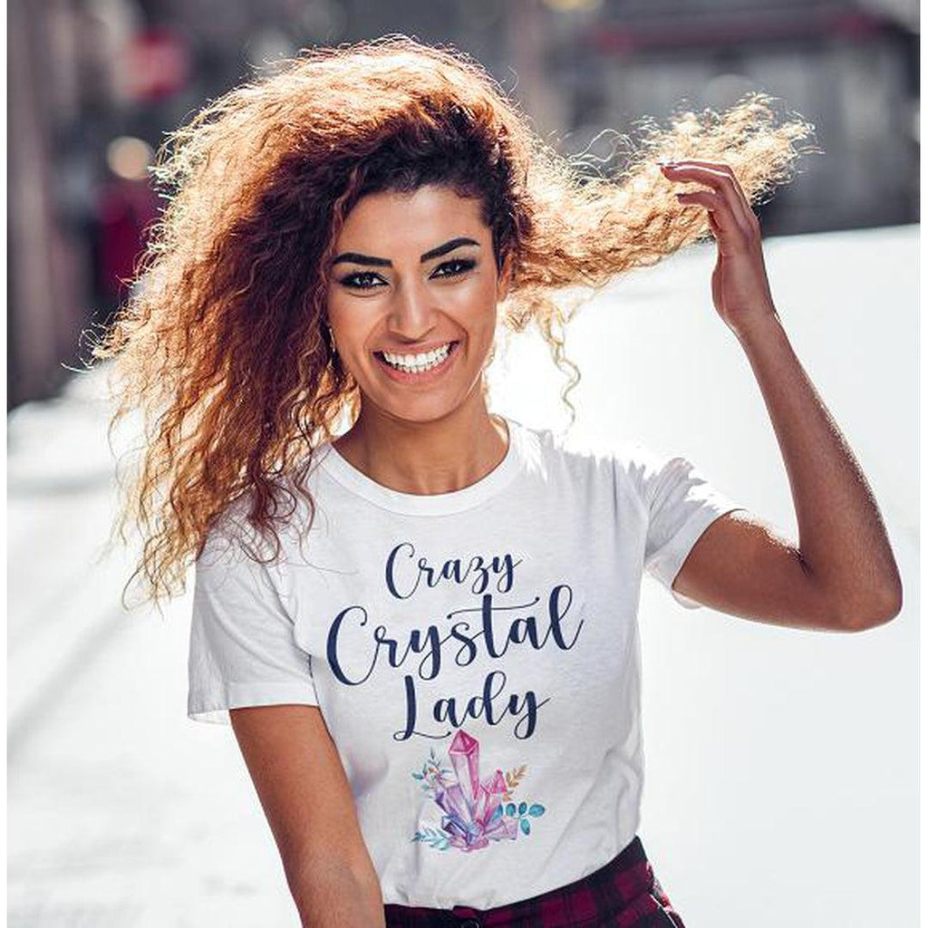 Crazy Crystal Lady T-Shirt White - Earth Family Crystals