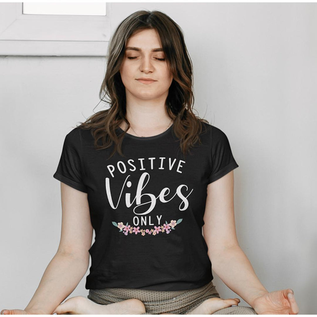 Positive Vibes Only T-shirt Black - Earth Family Crystals
