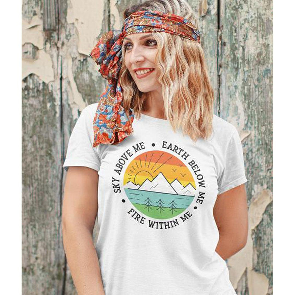 Earth Below Me Sky Above White T-shirt - Earth Family Crystals