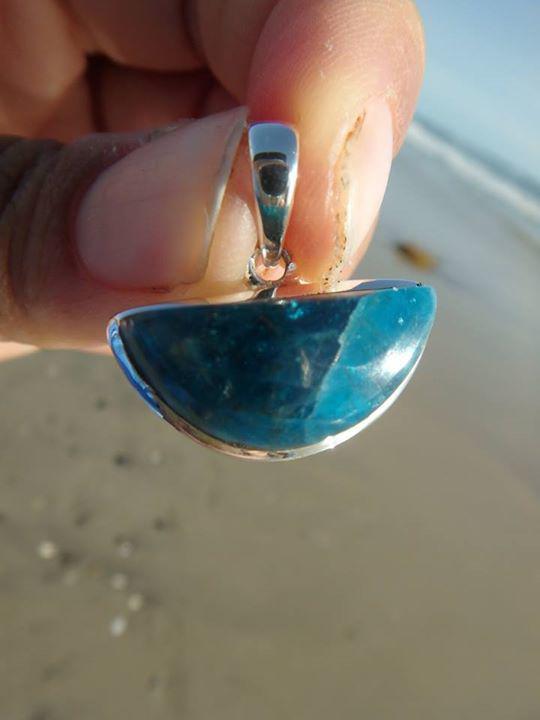 Gorgeous BLUE APATITE GEMSTONE PENDANT In Sterling Silver (Includes Silver Chain) - Earth Family Crystals