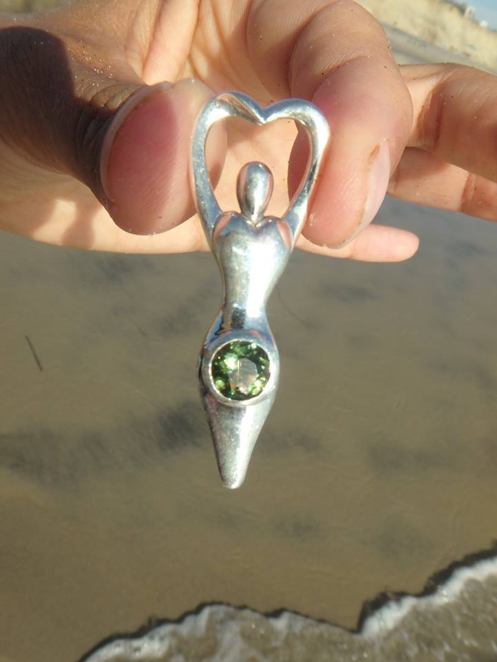 Gorgeous Faceted MOLDAVITE GEMSTONE GODDESS PENDANT In Sterling Silver (Includes Silver Chain) - Earth Family Crystals
