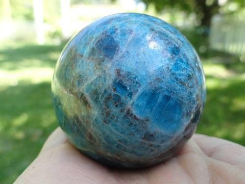 Blue Apatite Sphere - Earth Family Crystals