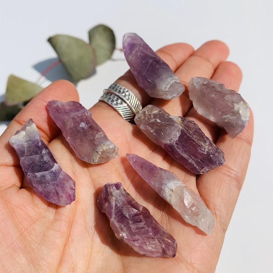 Set of 7 Small Genuine Auralite-23 Points From Ontario, Canada -Ideal for Grids - Earth Family Crystals