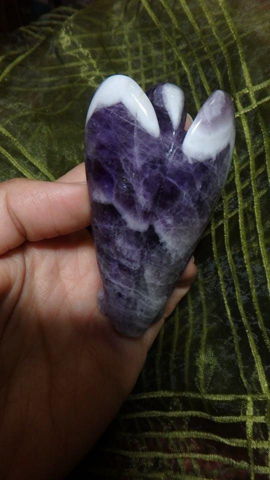 Captivating CHEVRON AMETHYST GEMSTONE ANGEL CARVING - Earth Family Crystals