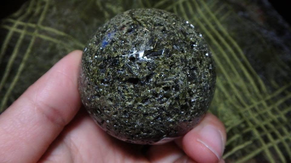 Dark Forest Green EPIDOTE GEMSTONE SPHERE - Earth Family Crystals