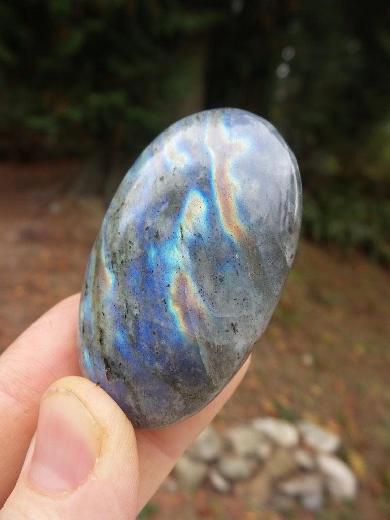 Hint Of Pink High Flash Labradorite Palm Stone - Earth Family Crystals