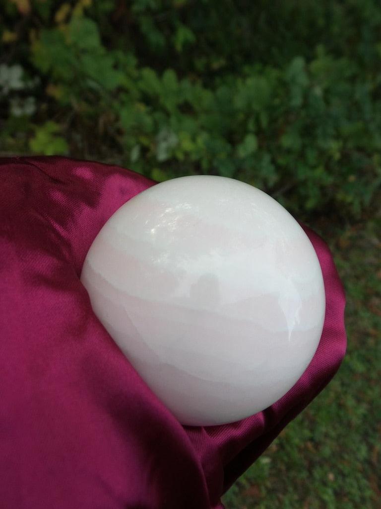 XL Delicate Pink Mangano Calcite Sphere Carving - Earth Family Crystals
