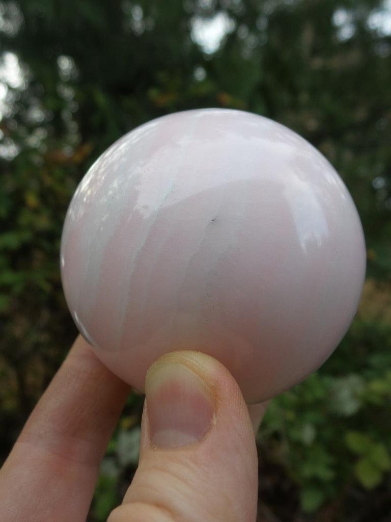 XL Delicate Pink Mangano Calcite Sphere Carving - Earth Family Crystals