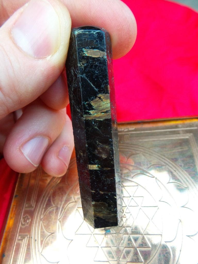 Gorgeous Rich Golden Flashes Nuummite Wand Carving - Earth Family Crystals