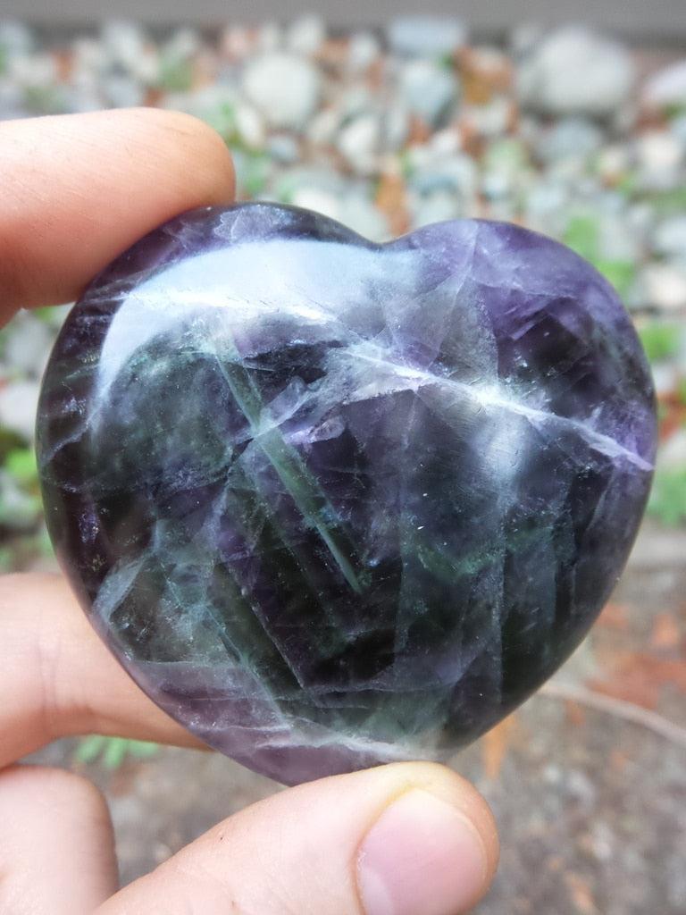 Hidden Rainbows~Fabulous Fluorite Heart Carving - Earth Family Crystals