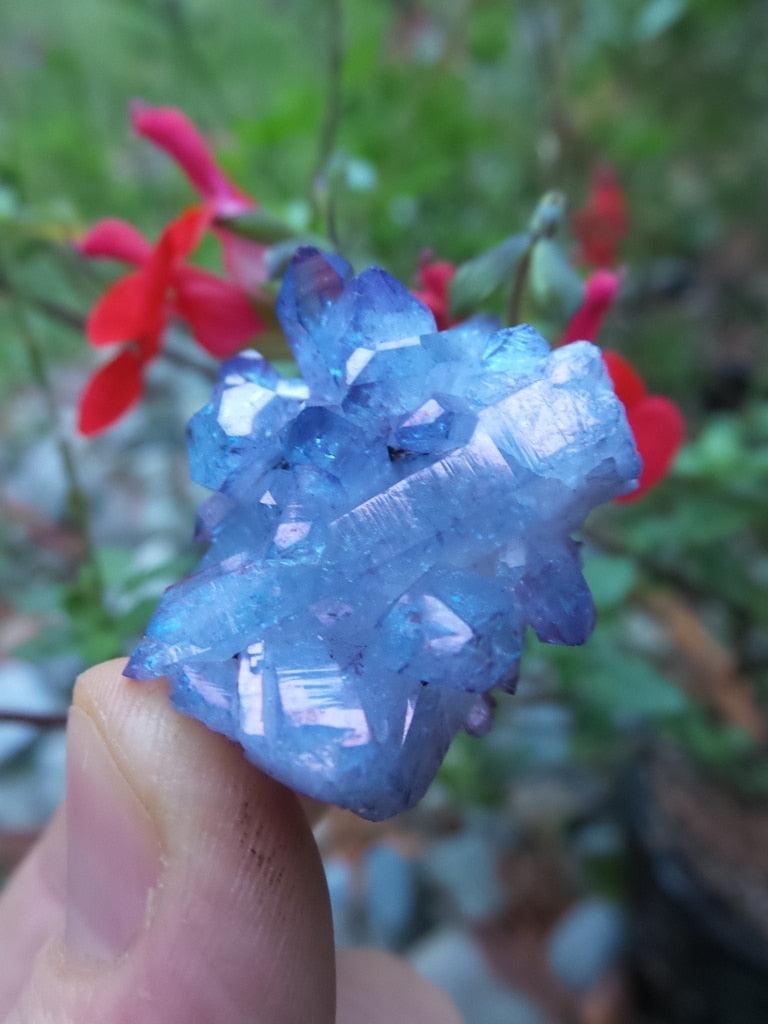 Super Stunning Sparkle Tanzan Aura Quartz Cluster - Earth Family Crystals