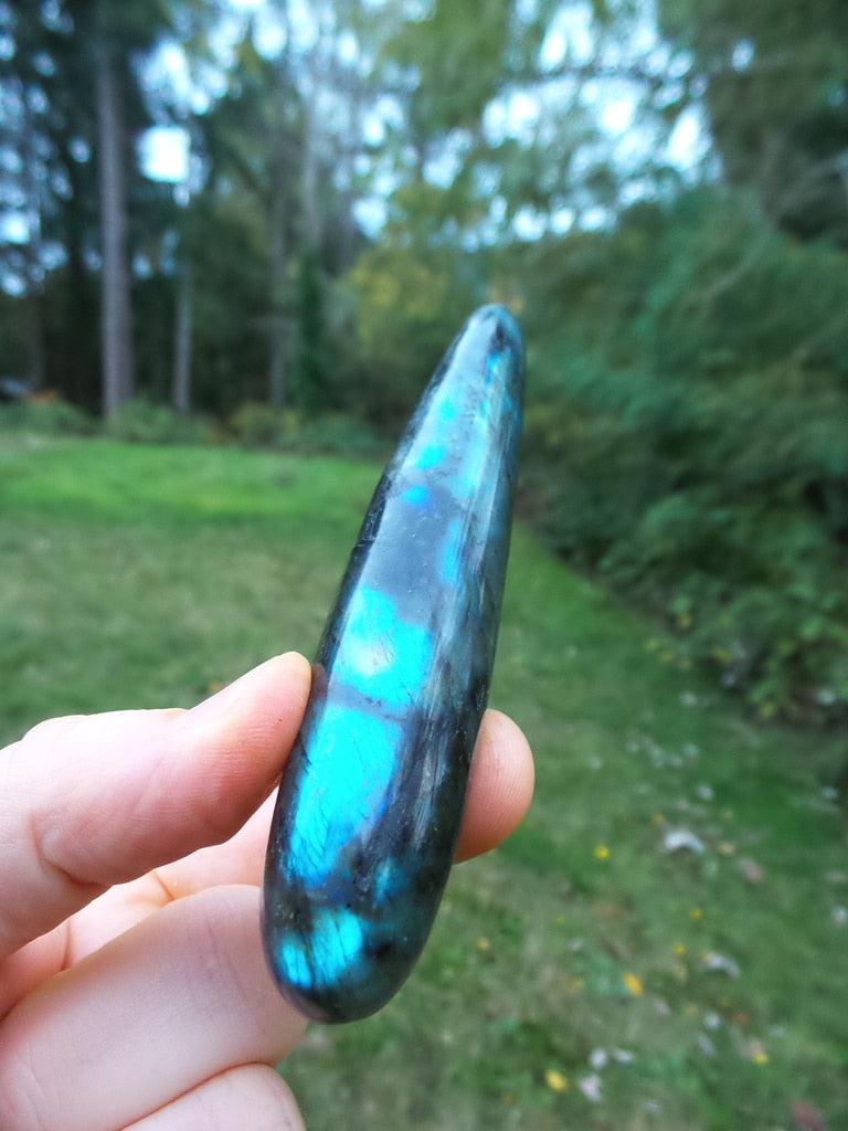 Mesmerizing Blue Green Flashes Labradorite Massage Wand - Earth Family Crystals