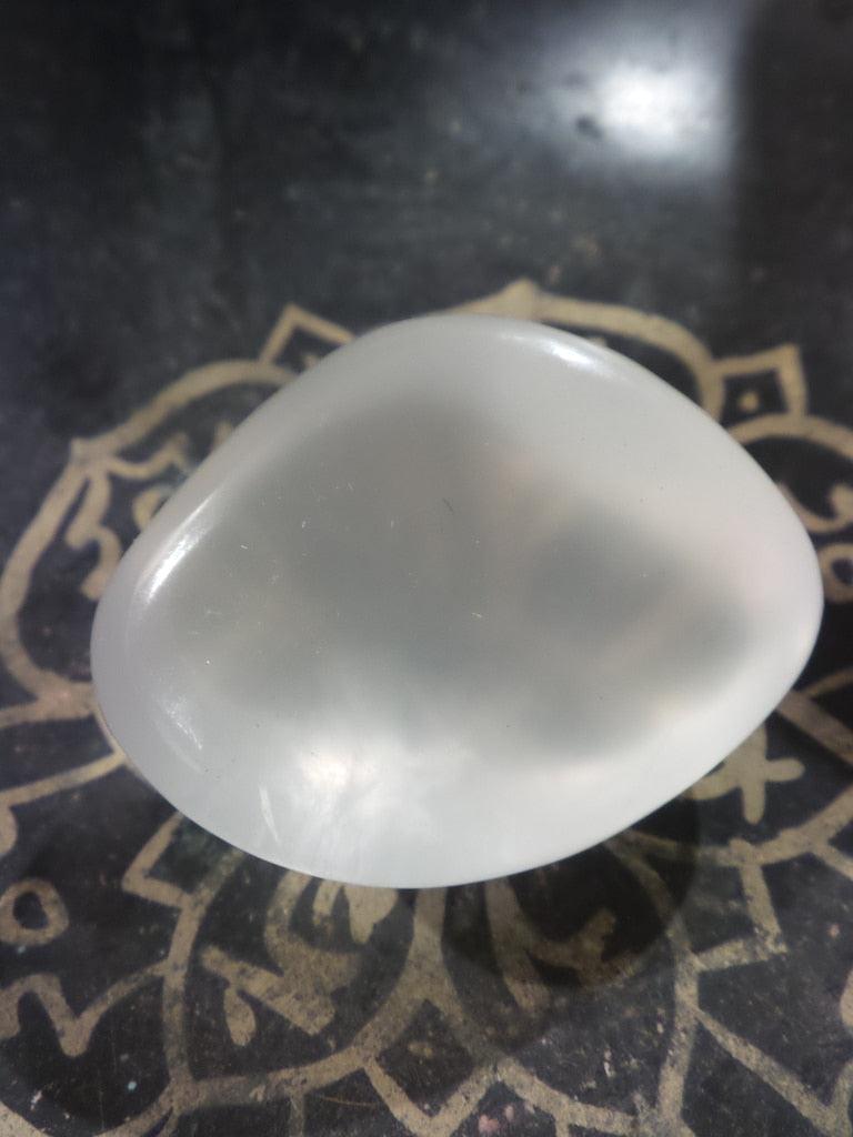 Milky White Diamond Shape Girasol Palm Stone - Earth Family Crystals