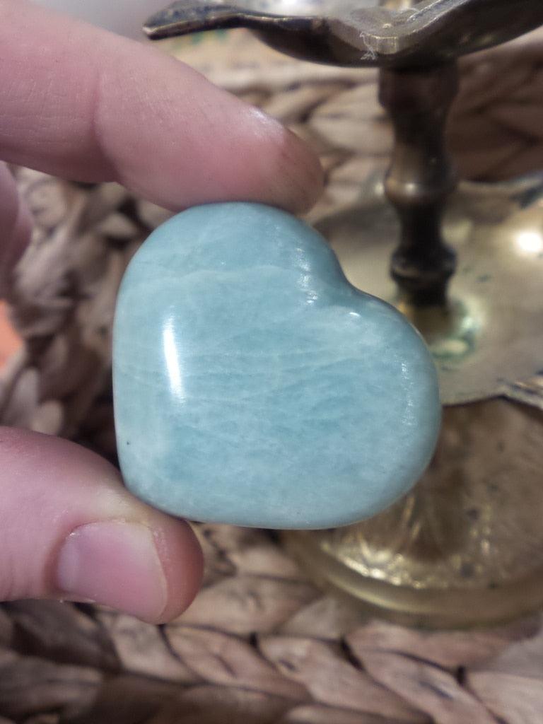 Soothing Soft Blue Amazonite Heart Carving - Earth Family Crystals