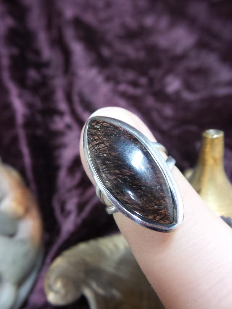 Incredibly Tourmalated Quartz Gemstone Ring in Sterling Silver (Size 6) - Earth Family Crystals