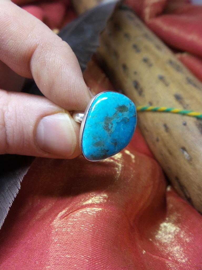 Two Tone Blue Turquoise Gemstone Ring in Sterling Silver (Size 9) - Earth Family Crystals